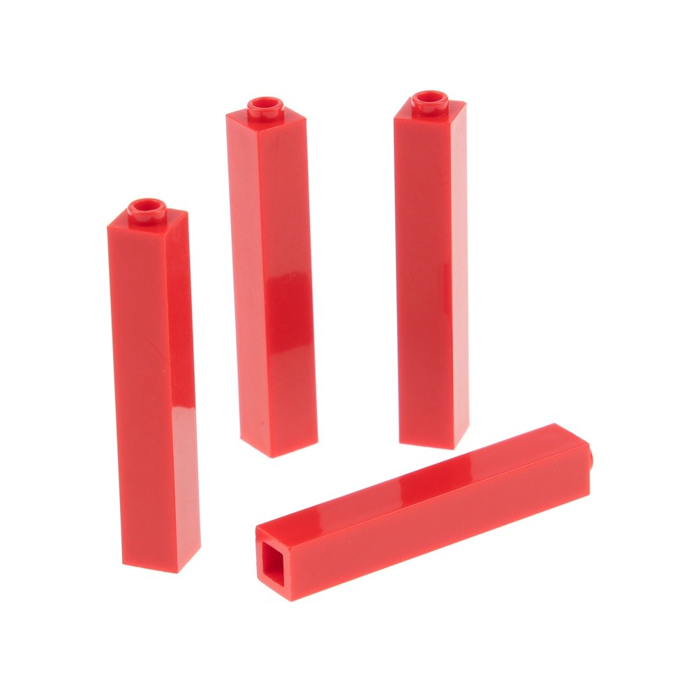 4X Lego Building Brick Column 1X1X5 Red Support Pillar Post Stud Hollow 2453A