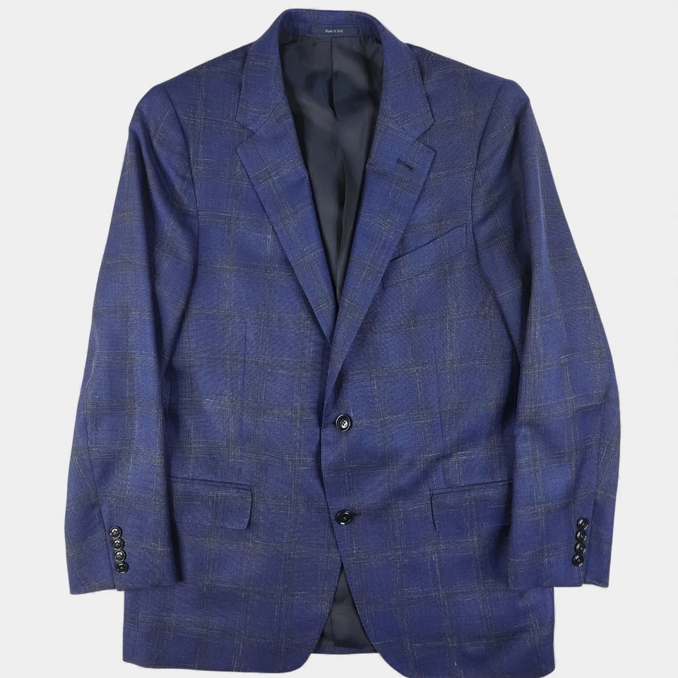 Blazer Ermenegildo Zegna Para Hombres 40 Azul EE. UU. Milán Lana Fácil Seda Lino Hecho en Italia Foto 2 de 4