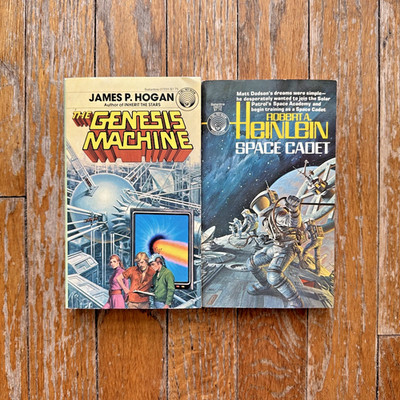 James P Hogan GENESIS Robert Heinlein SPACE CADET SF DEL REY PB Lot of 2