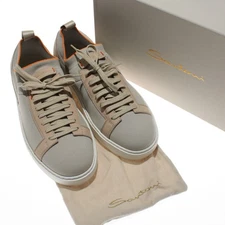 Santoni NWD Daftest Lace Up Knit Sneakers Size 9.5 US in Gray / Beige
