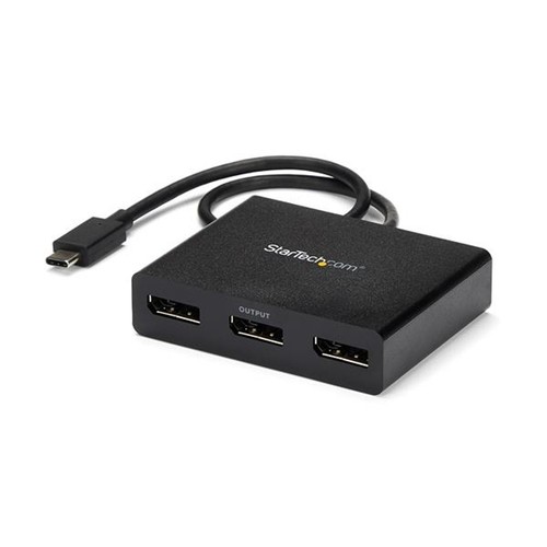 StarTech.com USB-C to DisplayPort Adaptor 4K 30Hz 3-Port MST Hub Black