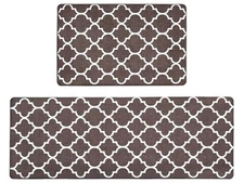 Kitchen Rugs Set of 2, Anti Fatigue Mats for Kitchen Floor, Trellis-brown