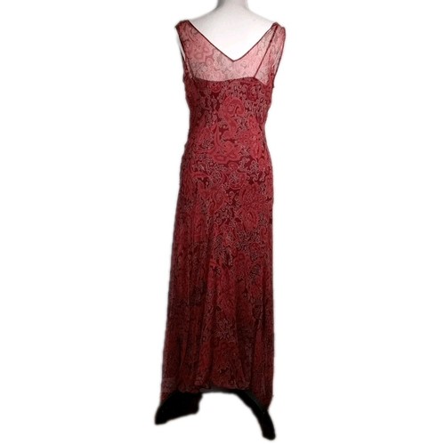 VTG Y2k Bias Cut Silk Dress Beaded Fairy Autum Colors Pixie Nymph Ice Size 10 - Picture 4 of 8