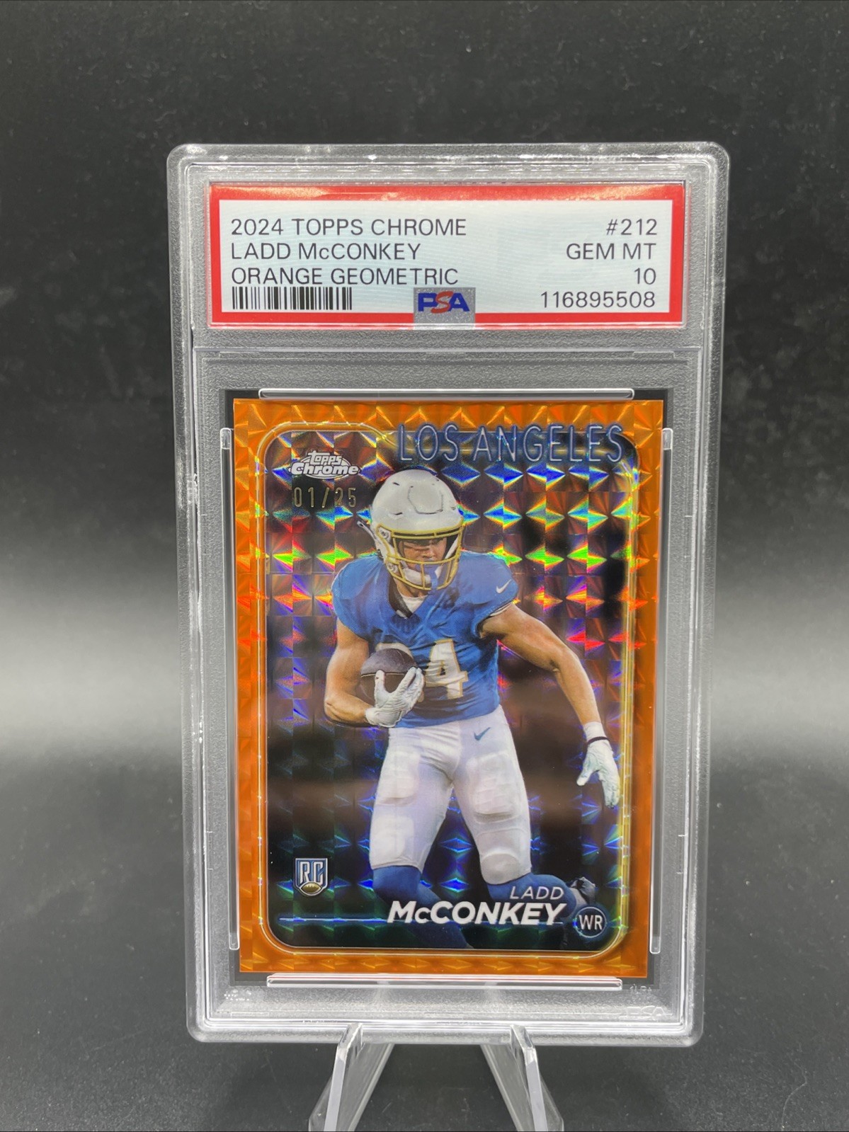 2024 TOPPS CHROME ORANGE GEOMETRIC #212 LADD MCCONKEY ROOKIE RC 1/25 PSA 10