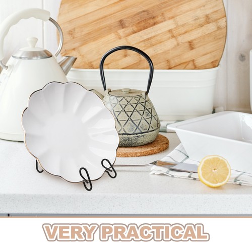  4pcs Black Plate Display Stand: Decorative Easel Holder Tabletop Display Rack - Picture 9 of 12