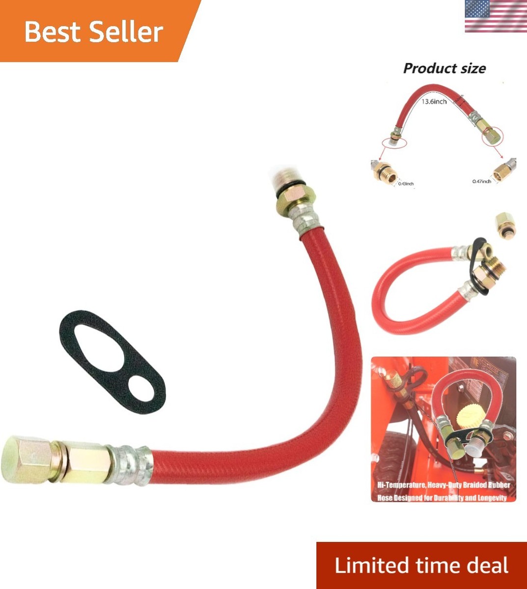 Flexible Oil Drain Hose 16” for Kawasaki & Toro Models - Reliable