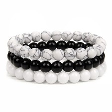 3Pcs 8mm Healing Gemstone Beaded Bracelet for Women Men Crystal Jewelry Set