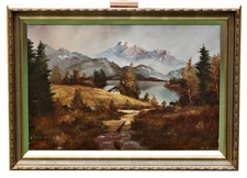 Georg Kuboth – Alpine Landscape With Lake – Oil On Canvas – Signed, With Frame