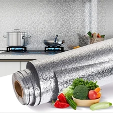 Kitchen Backsplash Wallpaper Stick 23.6"x 197" Self Adhesive Aluminum Foil Stick