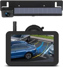 Solar Wireless Backup Camera for Car, HD1080P Night Vision Waterproof Black 