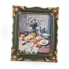 Vintage Picture Frame with Embossed Flower Design Ornate Frame for 8x10 Green