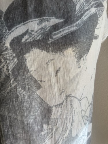 Zara Geisha Top W&B Collection Pop Art Print Asian Graphic Tee Long Small - Picture 2 of 5