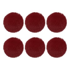 6Pcs Fluffy Soft Faux Fur Pom Poms for Hats with Elastic Loop, Burgundy