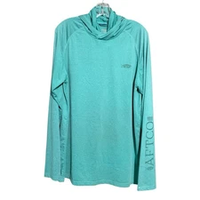 Aftco Yurei Hooded Performance Fishing Shirt Aqua Teal Mens Large
