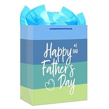 Fathers Day Gift Bag - 11.5" Medium Happy Fathers Day Paper Gifts Bag with A01