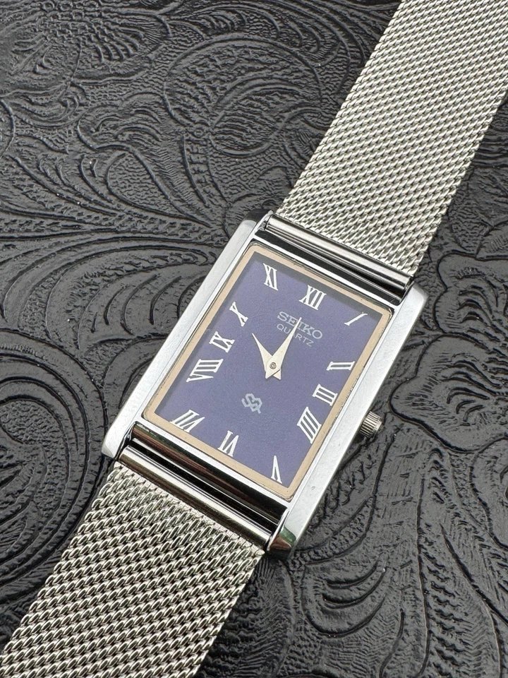 RARO RELOJ PULSERA AZUL PLATA Vintage Seiko Slim cuarzo para hombre Foto 3 de 4