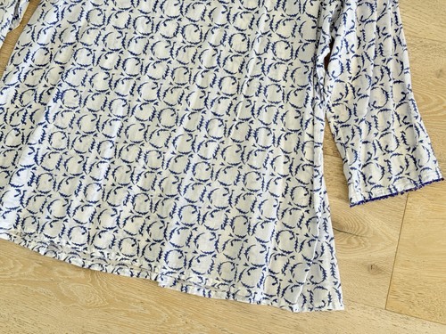 Roberta Rollhase weiß blau Plissee Baumwolle Tunika Top Damen Gr. XL - Bild 11 von 12