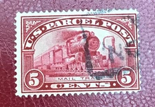 JHStamps: 1913 US Scott Q5 used 5c Parcel Post, Mail Train Cv$2.25 E6635