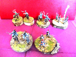 1:72 Figuren z.Zt.Napoleon Minidioramen gut bemalt 6Reiter 7Fußer Nr;2/72
