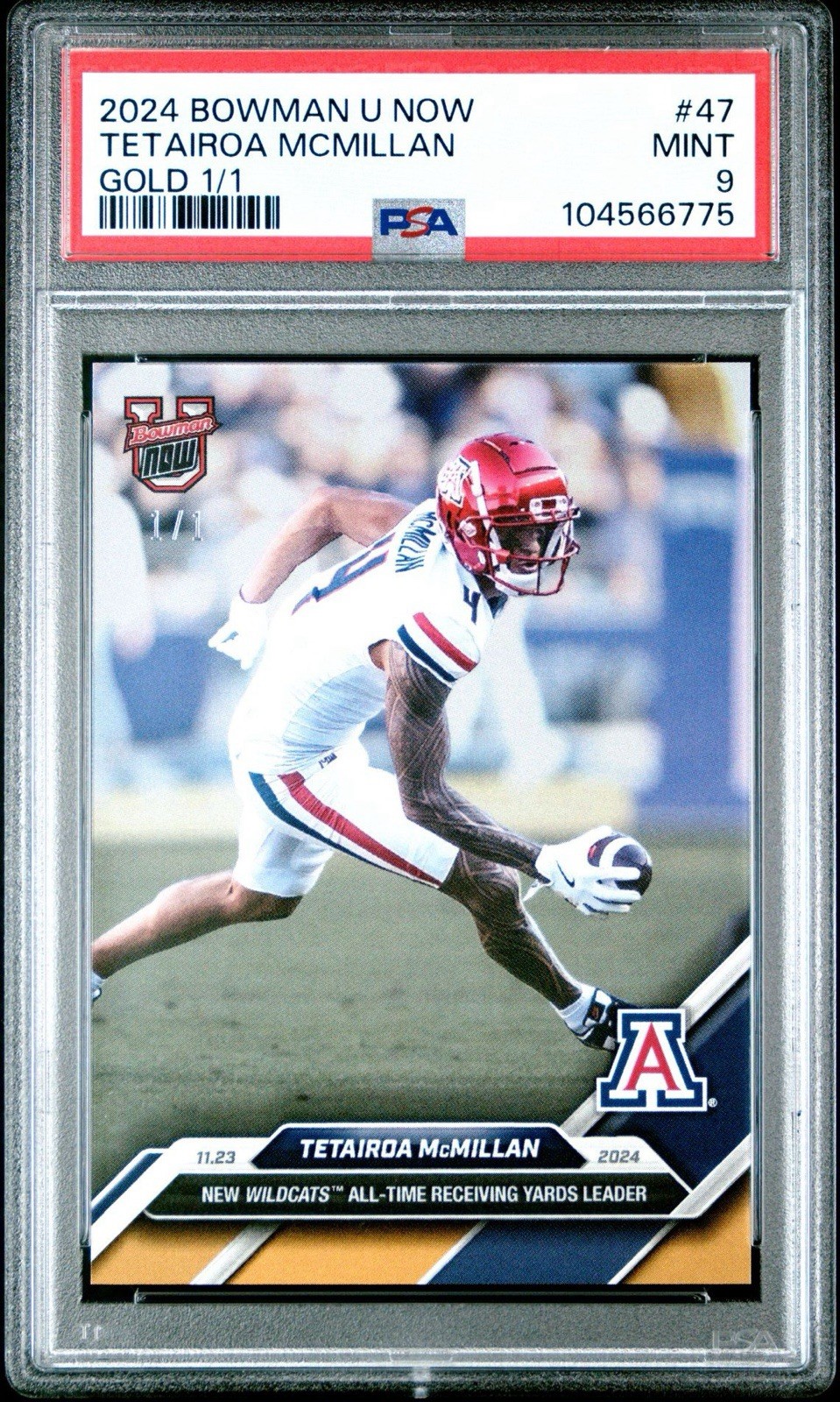 2024 TETAIROA MCMILLAN Bowman U Now #47 Gold 1/1 PSA 9 🔥 NFL Draft WR1 Panthers
