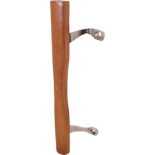 Wood Sliding Patio Door Pull Handle With Chrome Mounting Brackets Durable Design