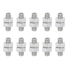 10Pcs CAMVATE Steel Construction Thread Screw 1/4"-20 with Double Hex Lock Nut