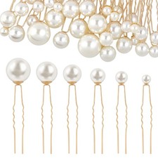 36 Pcs Wedding Pearl Hair Pins 6 Sizes Pearl Bobby Pins U Shaped Rhinestone H...