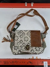 Myra Bag Spell Bound Messenger Bag Upcycled Cotton & Leather S-2875