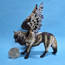 OOAK Custom Schleich Winged Wolf Toy Plastic Animal Figure -RHOEHERRIN-
