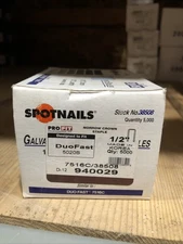 Spotnails 7516C 1/2" Chisel Point Staples for Duo-Fast - 5,000 per Box
