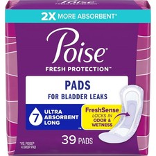 Poise Incontinence Pads for Women, 7 Drop Ultra Absorbency, 39 Count - FAST SHIP