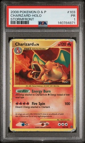 2008 POKEMON DIAMOND & PEARL STORMFRONT #103 CHARIZARD-HOLO PSA 1