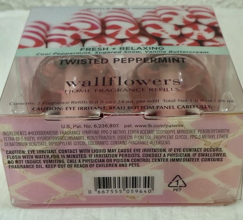Neu Bath & Body Works TWISTED PEPPERMINT Wallflowers Duft 2er Pack Nachfüller - Bild 3 von 4
