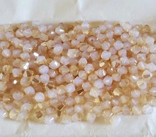 Swarovski 5328 6mm bicone beads White Opal Golden Shadow 12pcs 