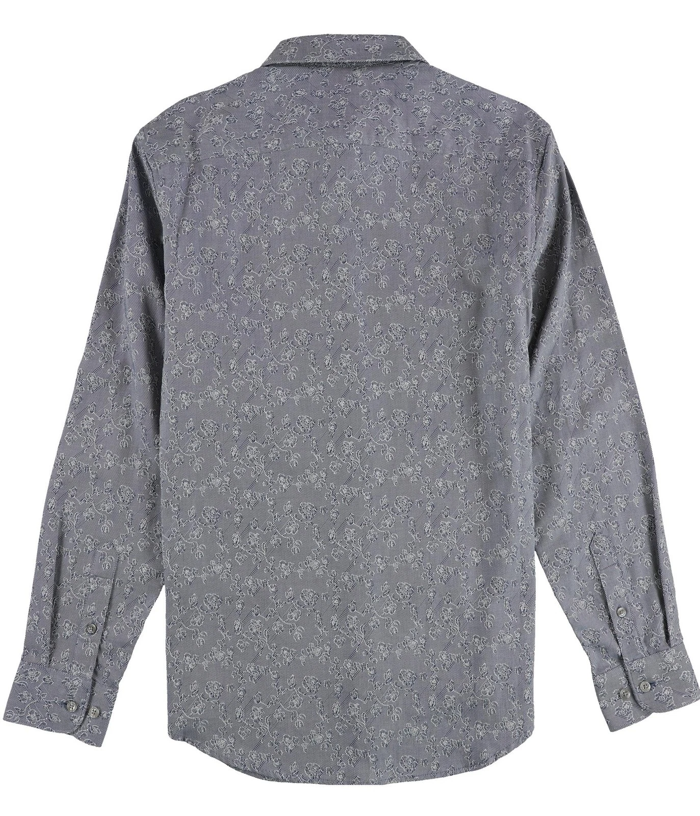 Perry Ellis Mens Jacquard Floral-Print Button Up Shirt
