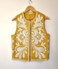 Zara Embroidered Waistcoat Size S Yellow Cream Floral Boho Folklore Gilet