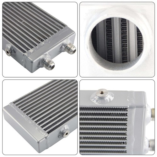 Dual Pass Bar & Plate Oil Cooler Core 18.5"x5.5"x1.58" 10AN Inlet Outlet Silver - Picture 6 of 9