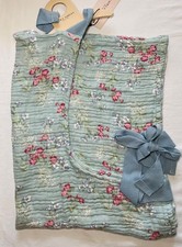 LAURA ASHLEY CHEF APRON ARIENE GARDEN BLUE PINK ONE SIZE 36 X 27 COTTON NWT