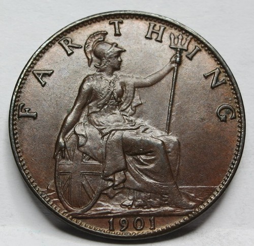 GROSSBRITANNIEN UK England Farthing 1/4P Penny AU/UNC Königin Victoria Bronze #A13