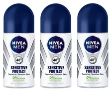 (Pack of 3 Bottles) Nivea SENSITIVE PROTECT Men's Roll On Anti-perspirant...