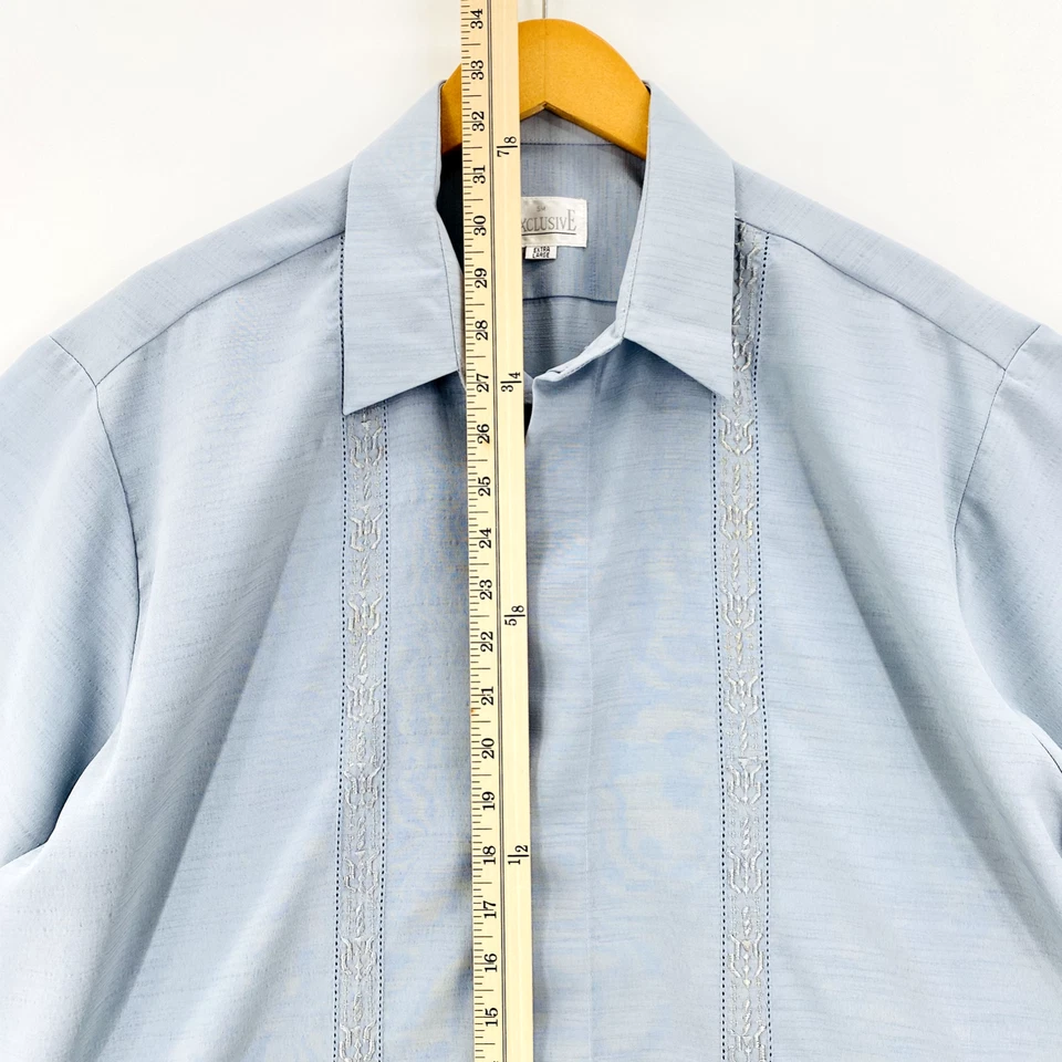 SM EXCLUSIVE Camisa Para Hombre Talla X-Grande Azul Abotonada Manga Corta Verano Informal Foto 4 de 4