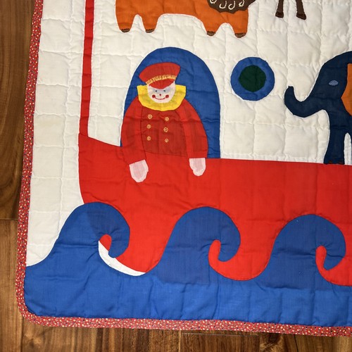 Vintage 70s Hand Quilted NOAH’S ARK Wall Hanging Crib Vogue Pattern 1327 52”x35” - Picture 12 of 22