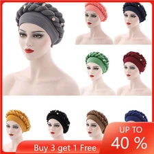 African Women Turban Cap Headscarf Beanie Twisted Braid Wrap Hat Headwrap Bonnet