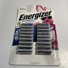 Energizer Ultimate Lithium 18 AA Batteries Sealed Package Exp 2050 Double A