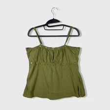 Y2K Xhilaration Ruched Tank Top Camisole Womens L Sequins Fairy Boho Coquette