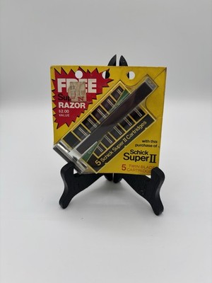 Vintage Super Schick II Razor + 5 Twin Blade Cartridges NIB NOS