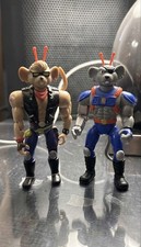 Vintage 1993 Galoob BIKER MICE FROM MARS Throttle & Modo Action Figure Lot BMFM