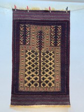 Vintage Fabulous Hand Knotted Afghan Prayer Wool Rug Carpet 133x82 Cm