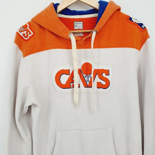 VTG 90s NBA Cleveland Cavaliers Hoodie Orange Blue Mens Small Hardwood Classics - Picture 3 of 11