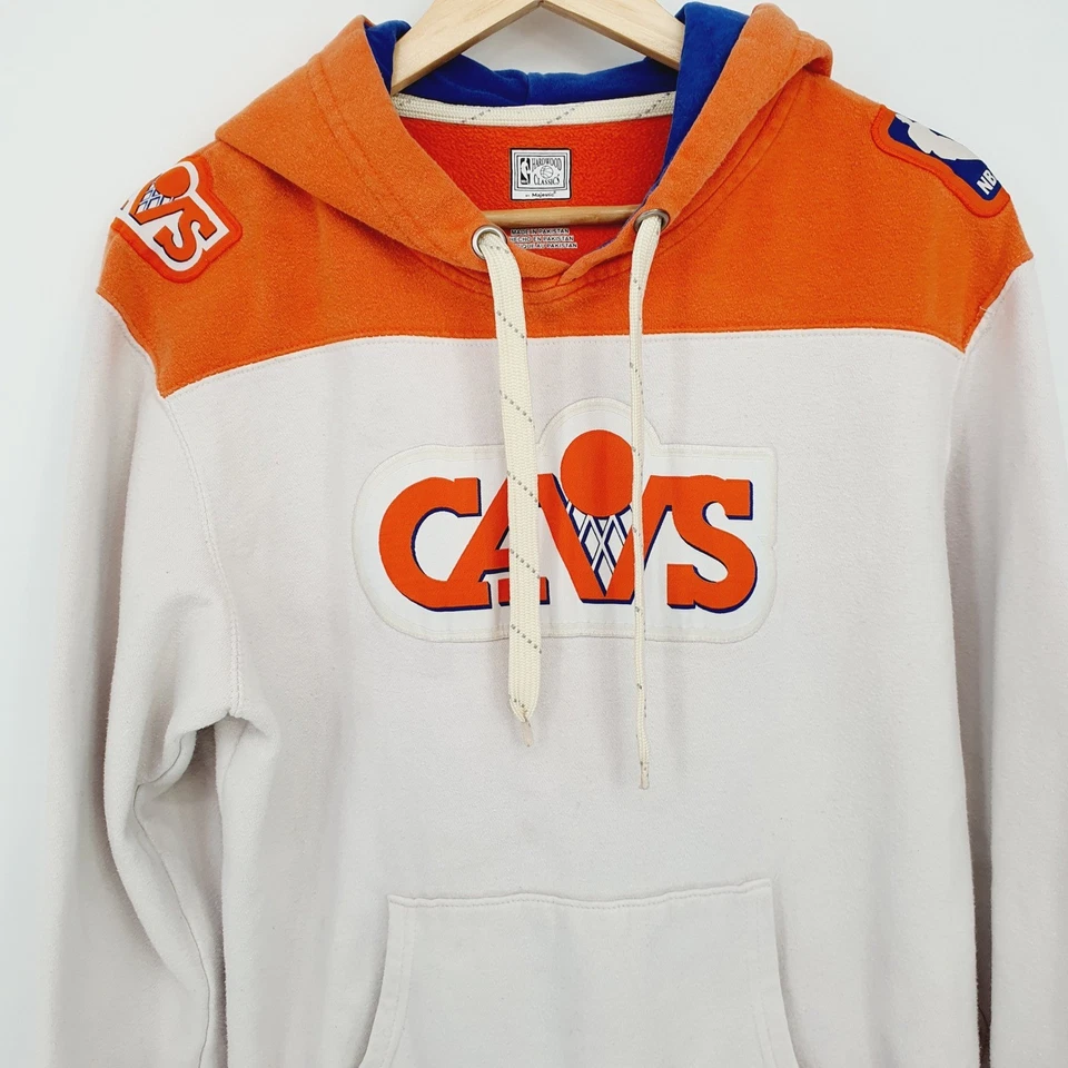 Sudadera con Capucha De Colección Años 90 NBA Cleveland Cavaliers Naranja Azul Para Hombre Pequeña Madera Clásica Foto 3 de 4